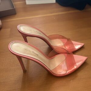 Gianvito Rossi Elle Heel Pink “glass camellia”